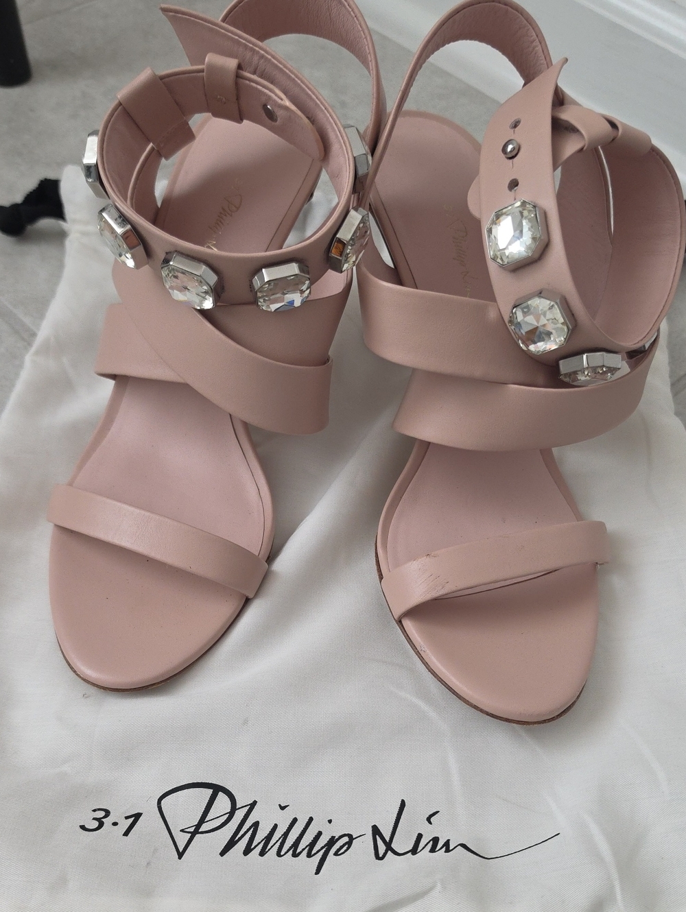 3.1 Phillip Lim Blush Pink Jeweled Strap Sandals